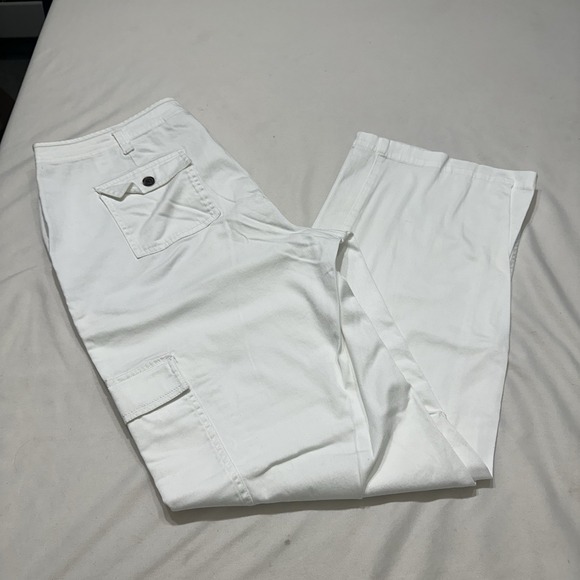 Liz Claiborne New York Womens White Stretch Cargo Pants / Utility Pants Size 14 - Picture 2 of 12